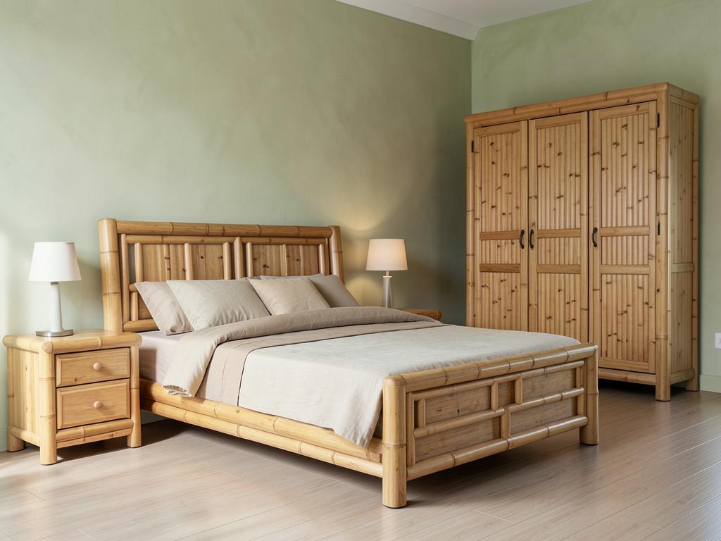 Bộ giường tủ tre Vân Khói
