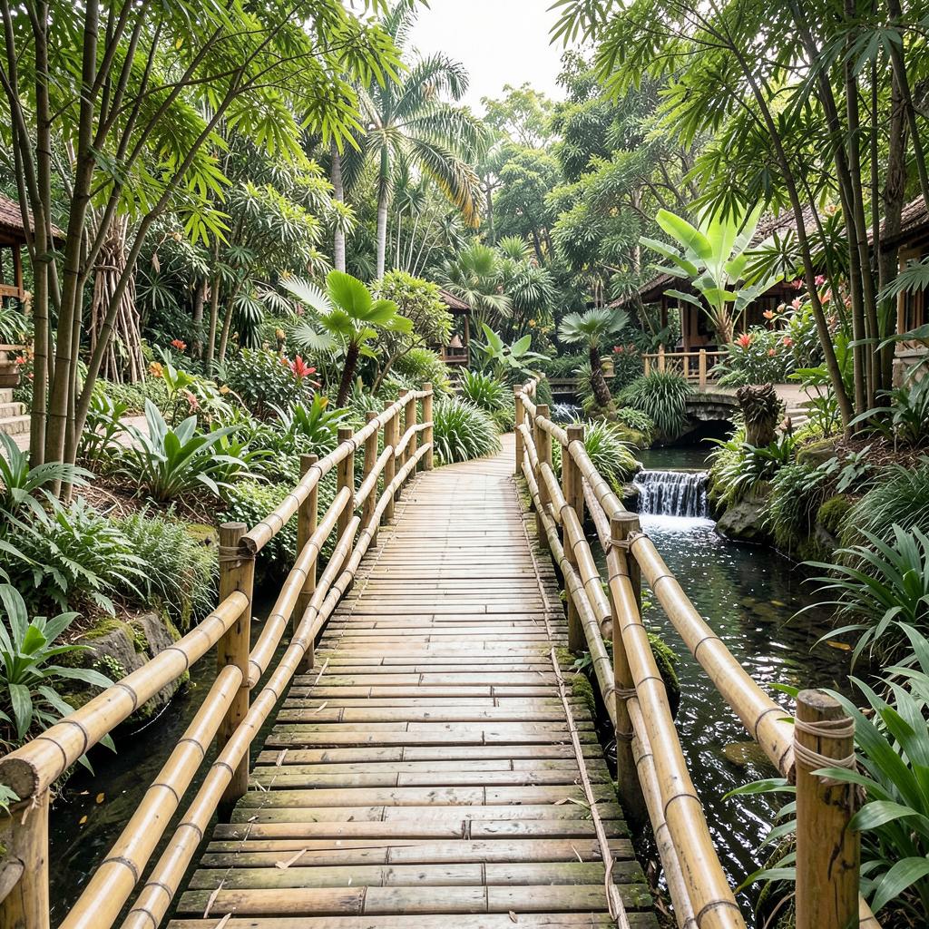 Cầu tre & lối đi cảnh quan