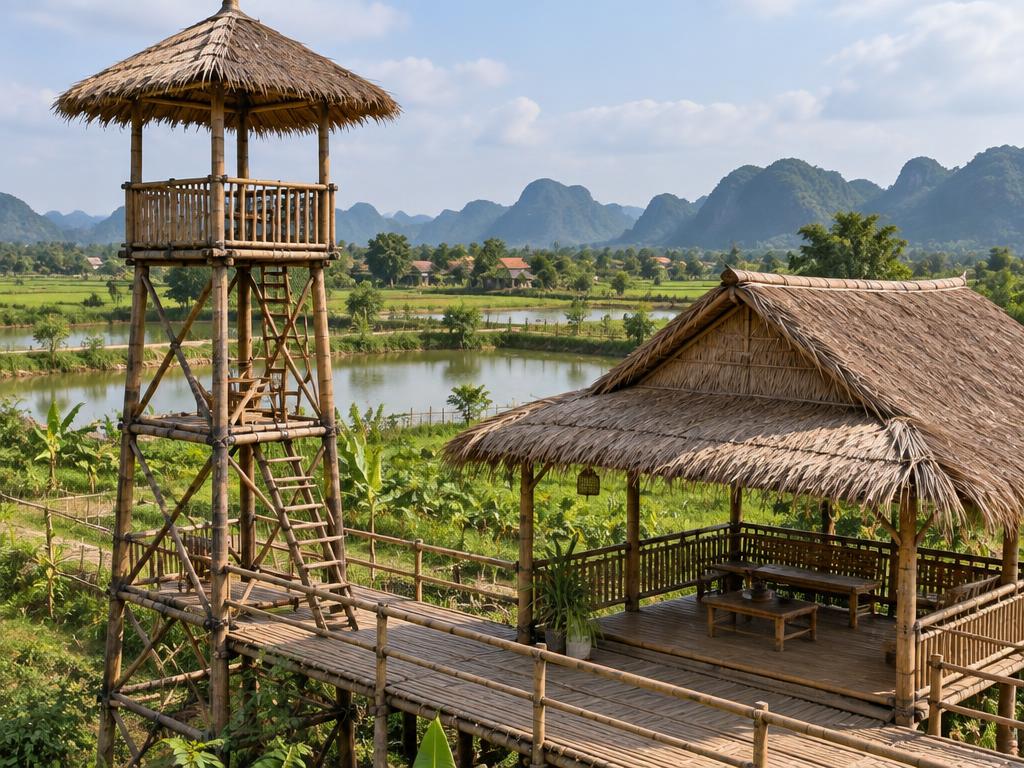 Chòi canh tre nông trại