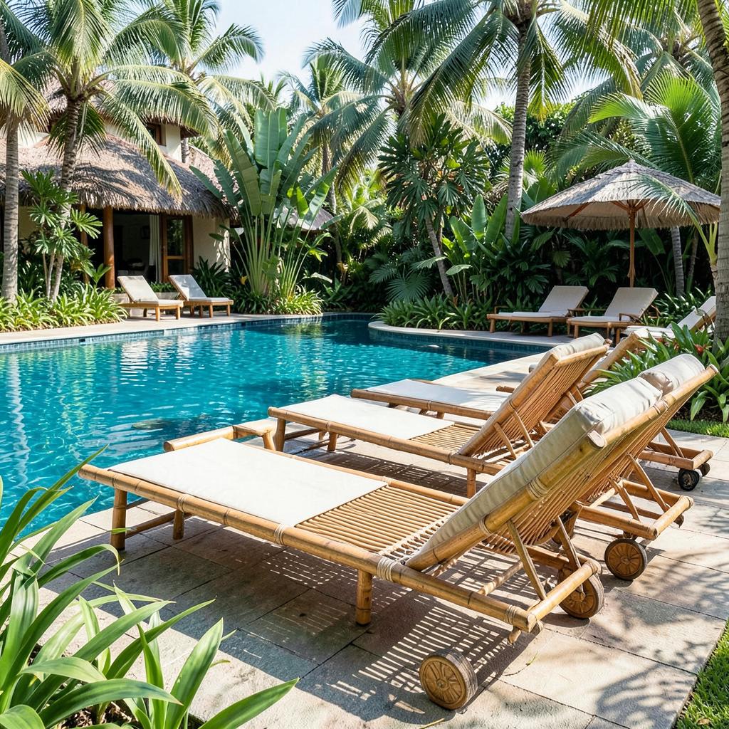Ghế hồ bơi tre