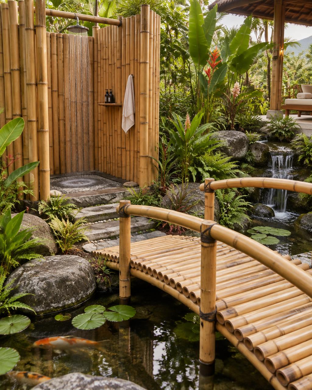 Cầu tre vườn cảnh